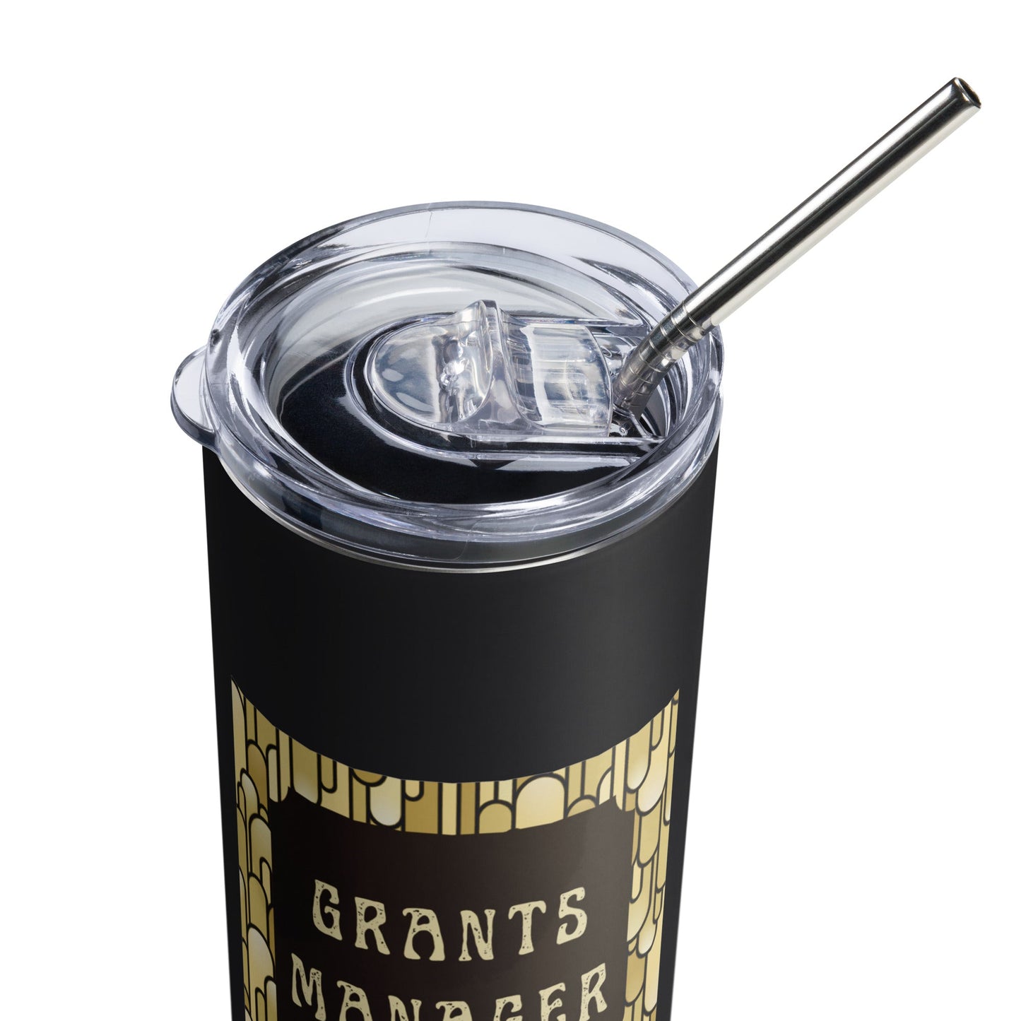 Art Deco Grants Manager Stainless steel tumbler-recalciGrant