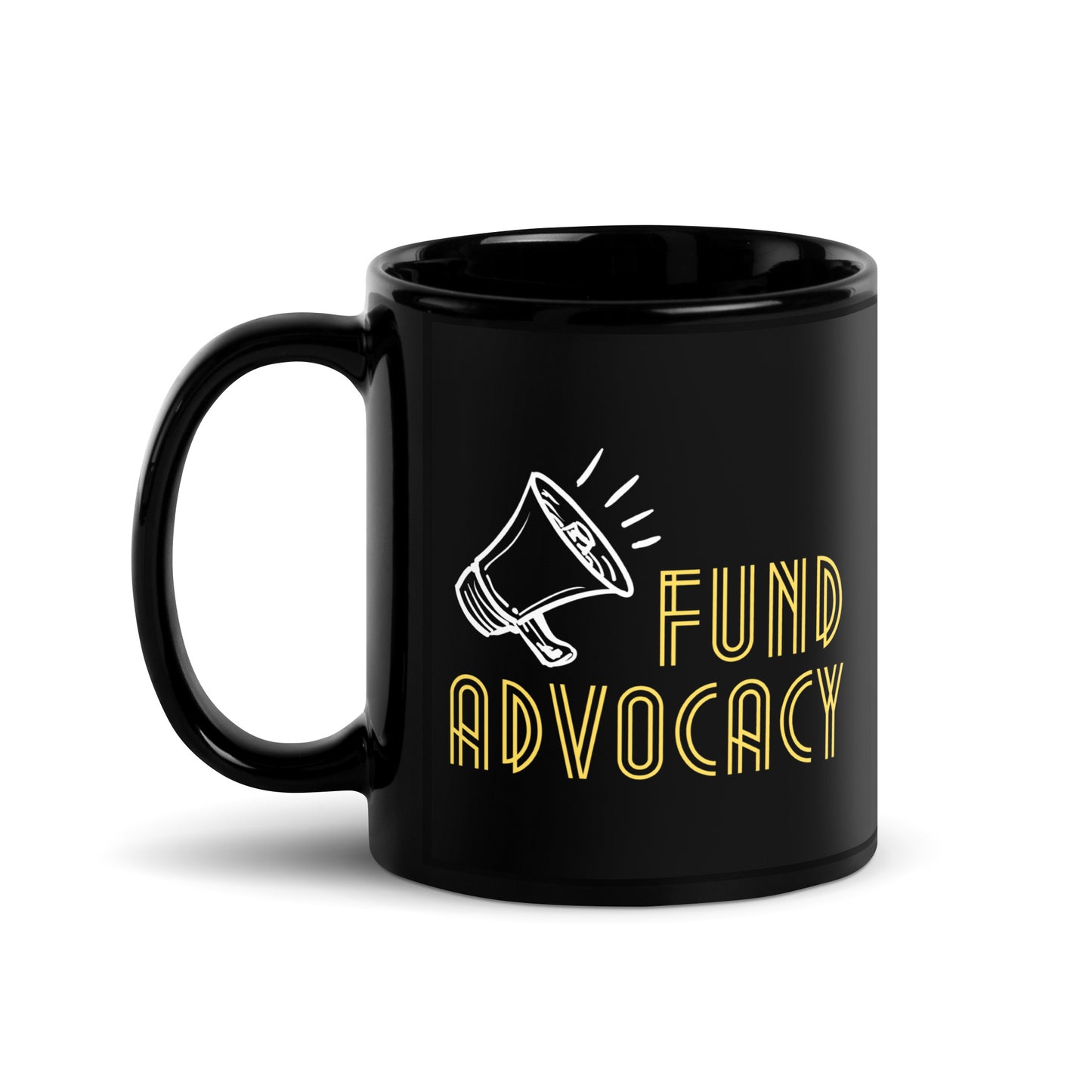 Fund Advocacy Black Glossy Mug 11oz-recalciGrant