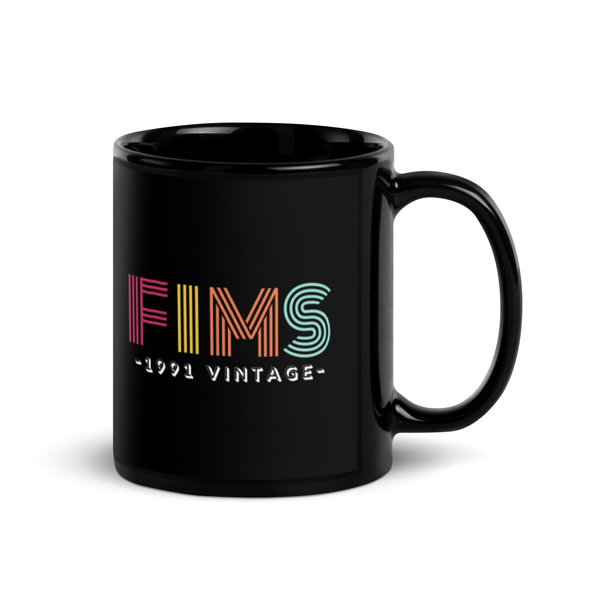 FIMS 1991 Vintage Black Glossy Mug 11oz-recalciGrant