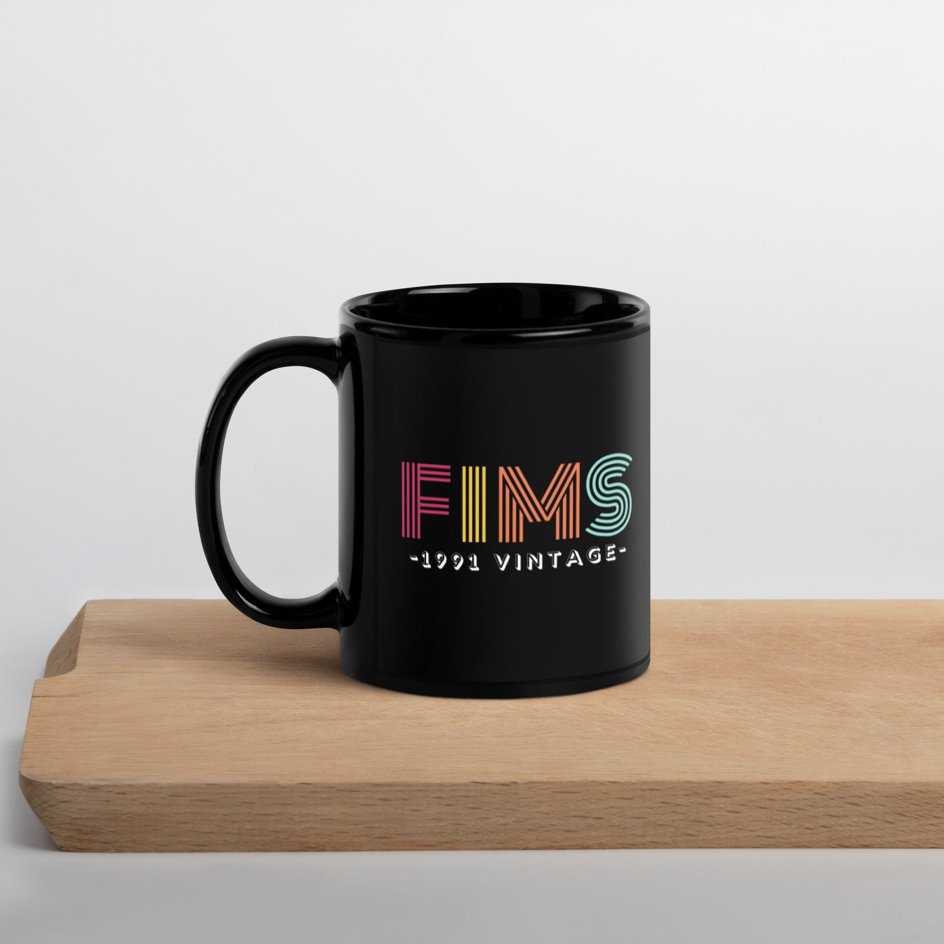 FIMS 1991 Vintage Black Glossy Mug 11oz-recalciGrant