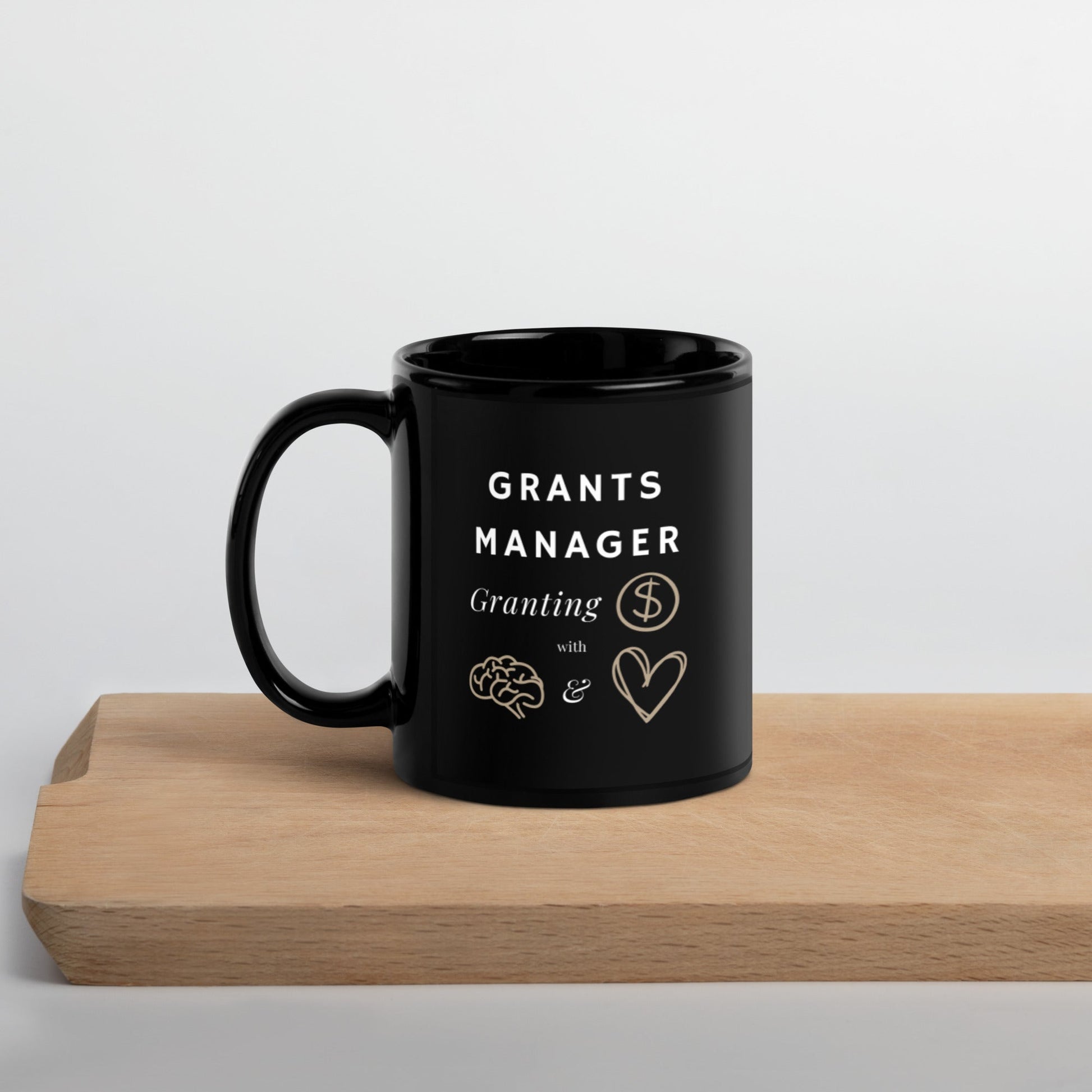 Grants Manager Smarts & Hearts Black Glossy Mug 11oz-recalciGrant