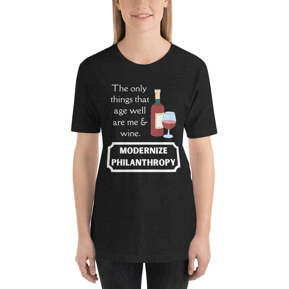 Modernize Philanthropy Wine Unisex t-shirt-recalciGrant