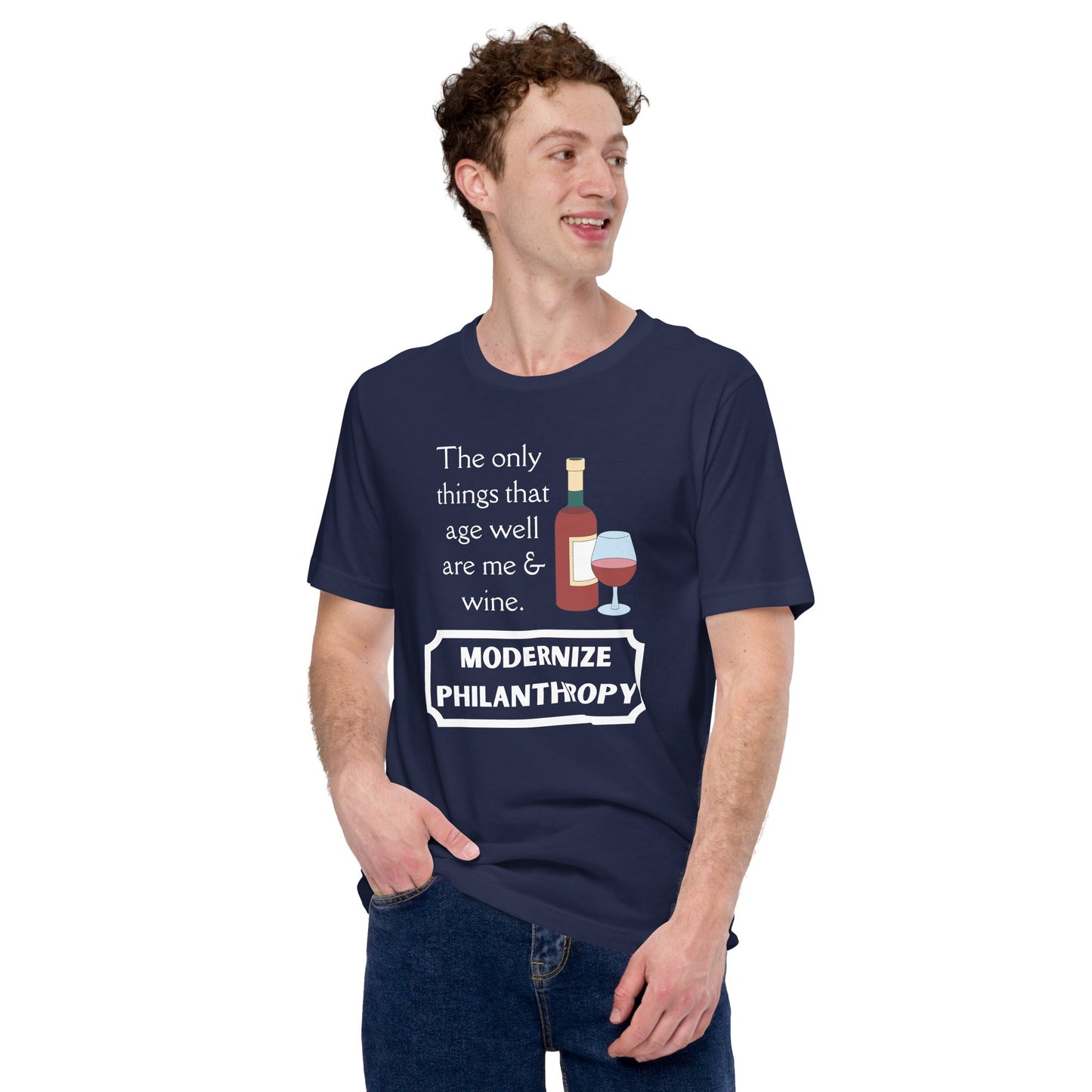Modernize Philanthropy Wine Unisex t-shirt-recalciGrant