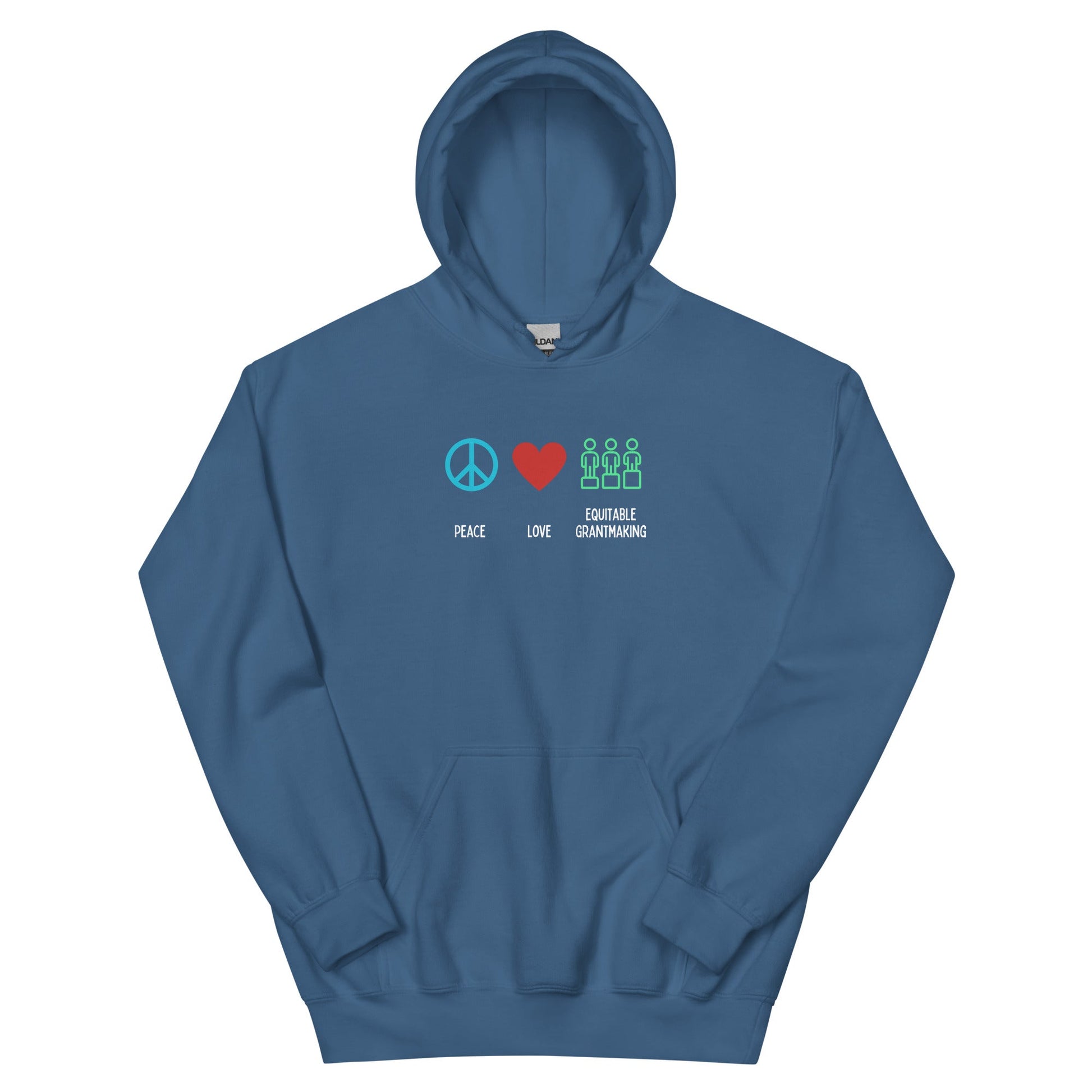 Peace, Love & Equitable Grantmaking - Dark Unisex Hoodie-recalciGrant