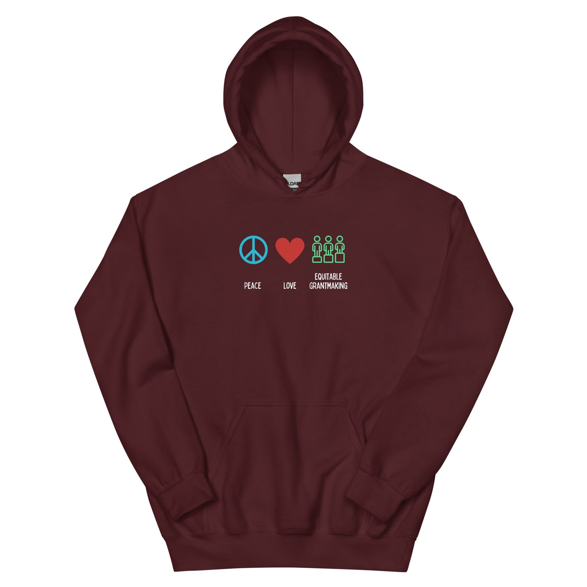 Peace, Love & Equitable Grantmaking - Dark Unisex Hoodie-recalciGrant