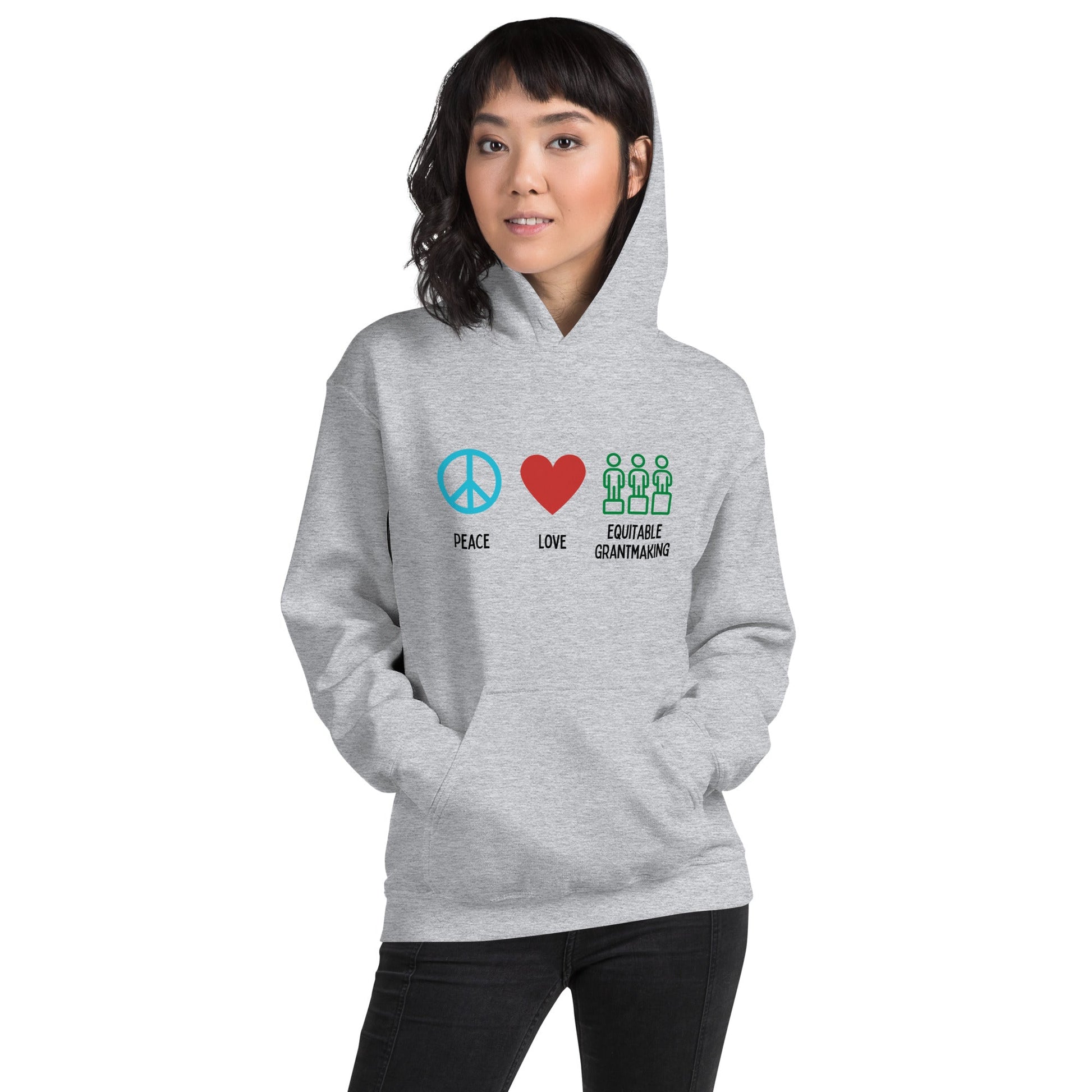 Peace, Love & Equitable Grantmaking - Light Unisex Hoodie-recalciGrant