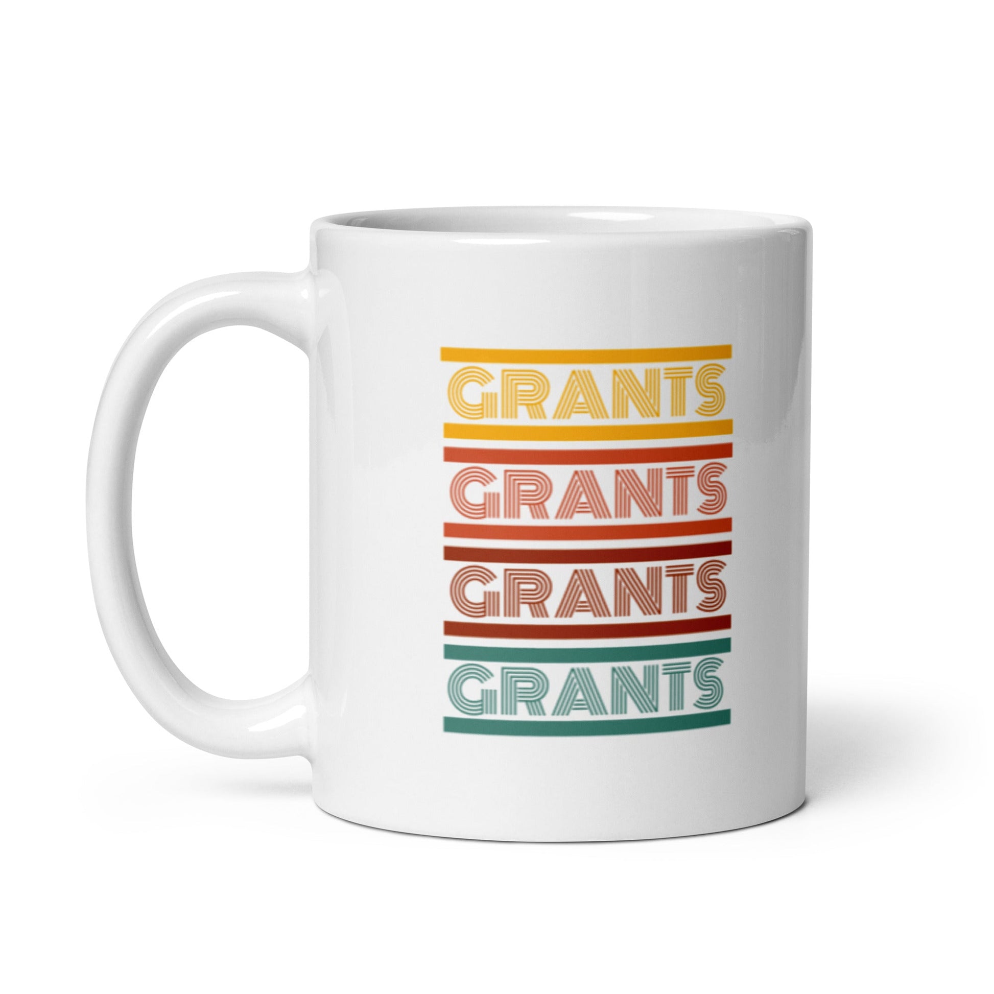 Retro Grants Typography White glossy mug 11oz