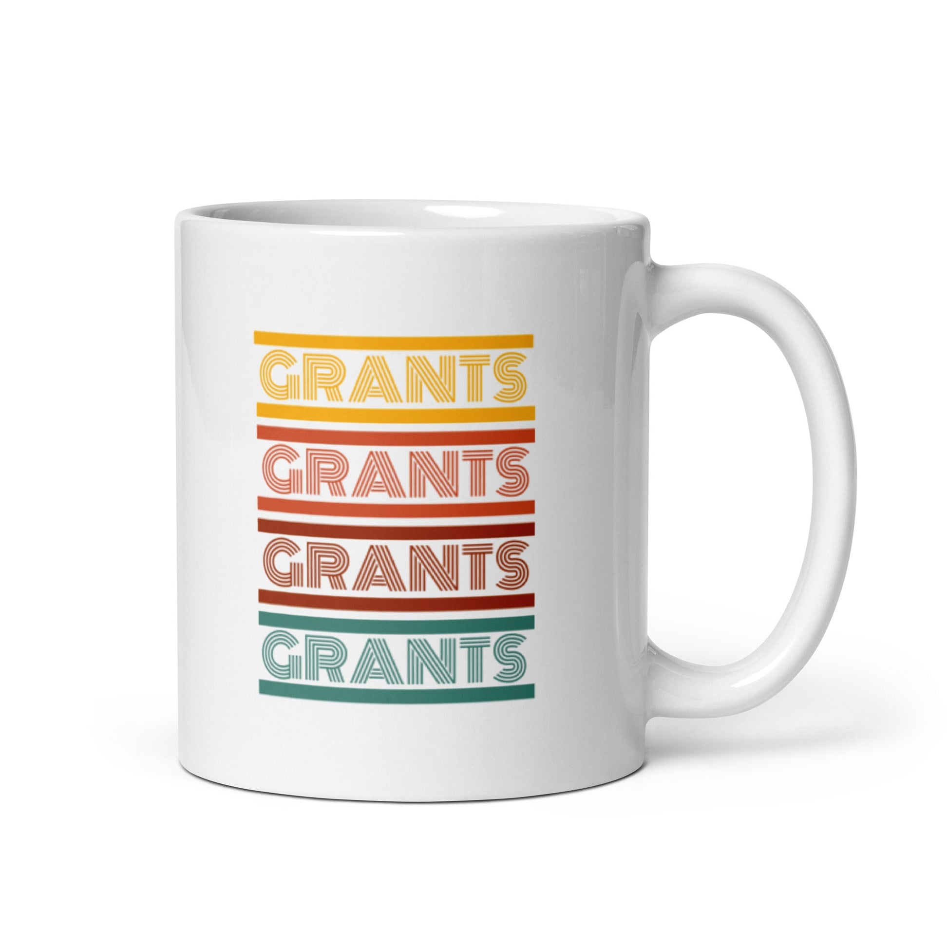 Retro Grants Typography White glossy mug 11oz