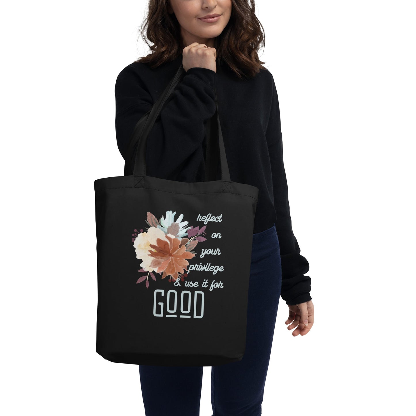 Use Your Privilege for Good Floral Eco Tote Bag-recalciGrant