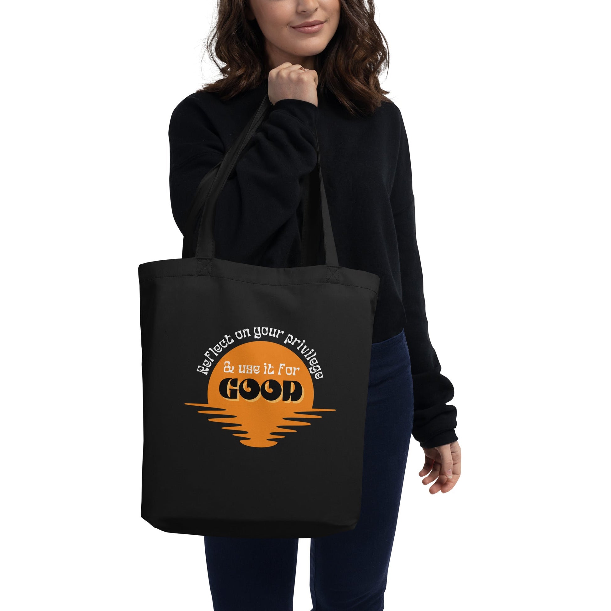 Use Your Privilege for Good Retro Sunset Eco Tote Bag-recalciGrant