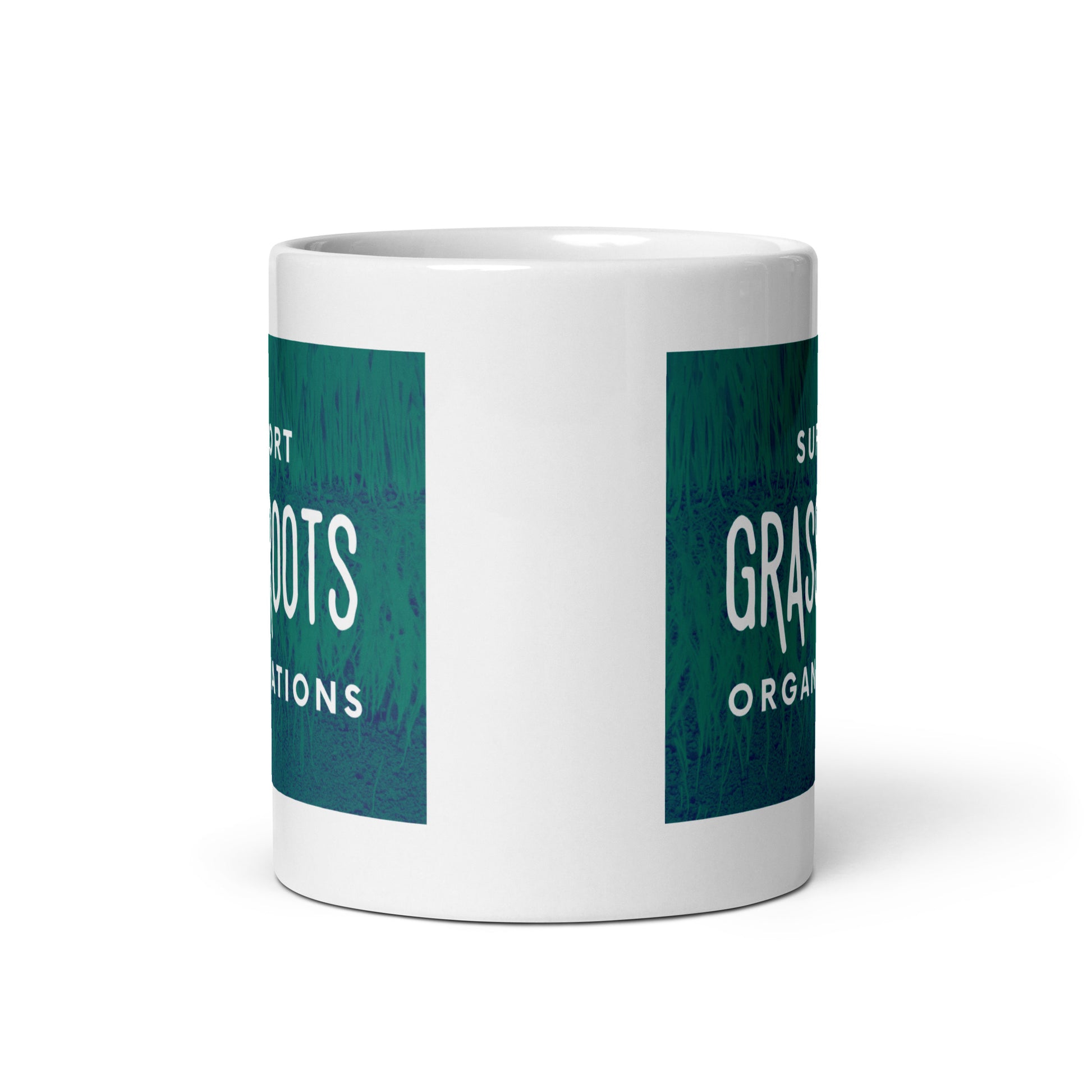 Support Grassroots Organizations White glossy mug 11oz-recalciGrant